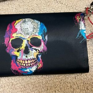 NWT Ay Guey!  Skull Wallet with detachable wrist accessory
